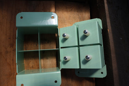 Overhead view of the green Nano 4 showing four cells for 2.25 inch soil blocks